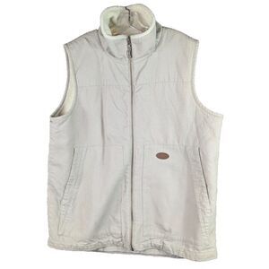 Backpacker‎ Men's Canvas Vest Sherpa Lined Beige Full Zip Cotton Winter Size L